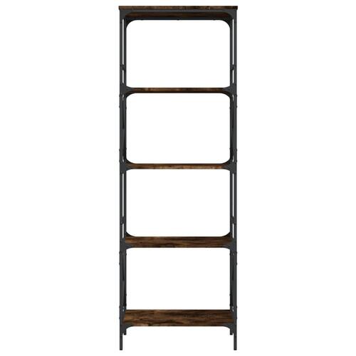 Bogreol 5 hylder 59x35x171 cm konstrueret træ røget eg