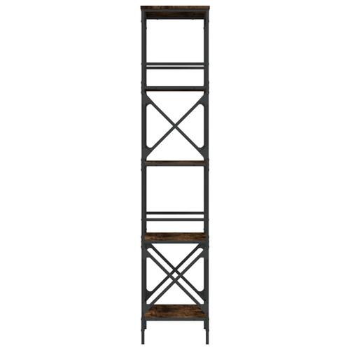 Bogreol 5 hylder 59x35x171 cm konstrueret træ røget eg