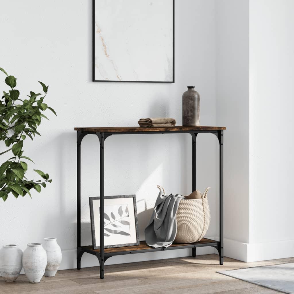 Konsolbord 75x30,5x75 cm konstrueret træ røget egetræsfarve