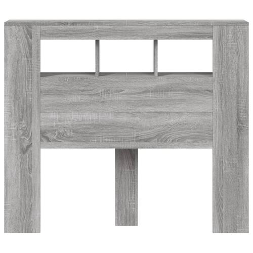 Sengegavl 120x18,5x103,5 cm LED-lys konstrueret træ grå sonoma