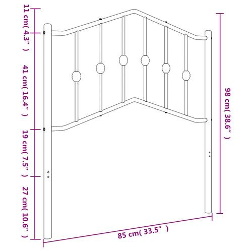 Sengegavl 80 cm metal sort
