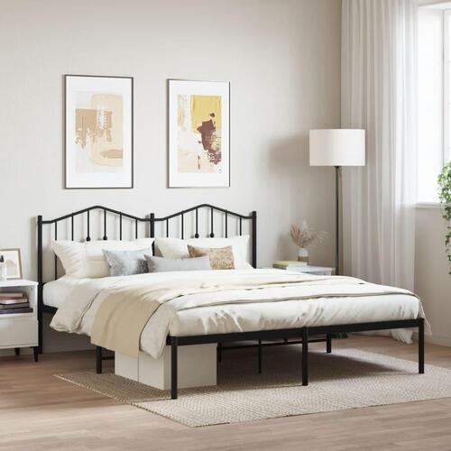 Sengeramme med sengegavl 160x200 cm metal sort