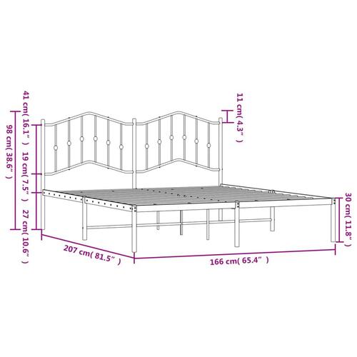 Sengeramme med sengegavl 160x200 cm metal sort