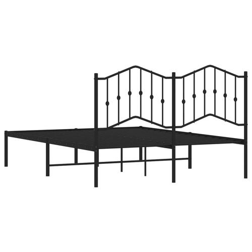 Sengeramme med sengegavl 140x200 cm metal sort