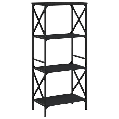 Bogreol med 4 hylder 59x35x132 cm konstrueret træ sort