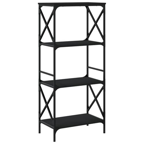Bogreol med 4 hylder 59x35x132 cm konstrueret træ sort