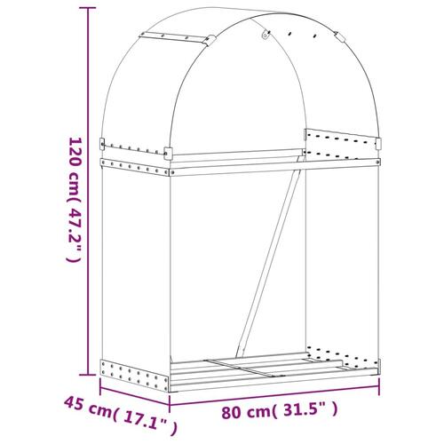 Brændestativ 80x45x120 cm galvaniseret stål lysebrun
