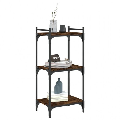 Bogreol med 3 hylder 40×30×86 cm - konstrueret træ i røget eg