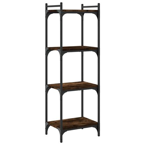 Bogreol 4 hylder 40x30x120 cm konstrueret træ røget eg