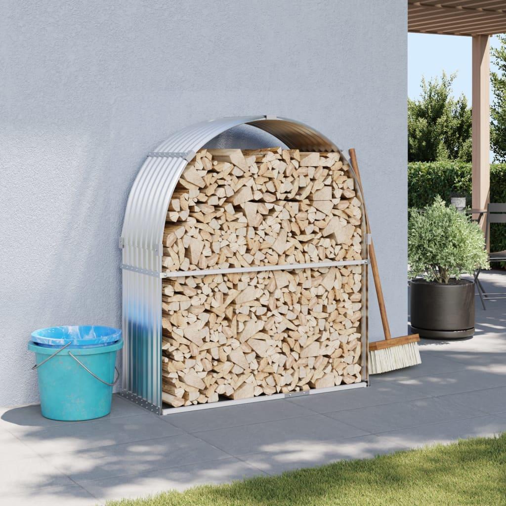 Brændestativ 120x45x140 cm galvaniseret stål sølvfarvet billede