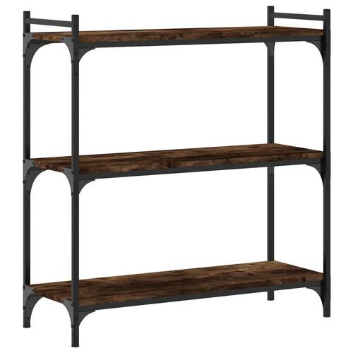 Bogreol 3 hylder 80x30x86 cm konstrueret træ røget eg