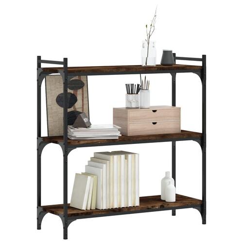 Bogreol 3 hylder 80x30x86 cm konstrueret træ røget eg