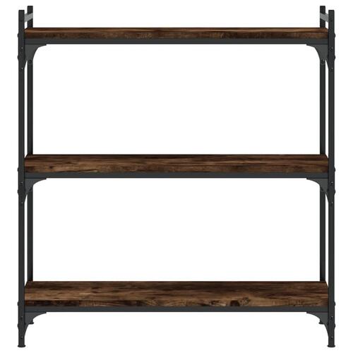 Bogreol 3 hylder 80x30x86 cm konstrueret træ røget eg