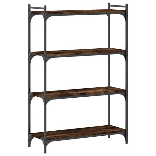 Bogreol 4 hylder 80x30x120 cm konstrueret træ røget eg