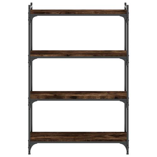 Bogreol 4 hylder 80x30x120 cm konstrueret træ røget eg