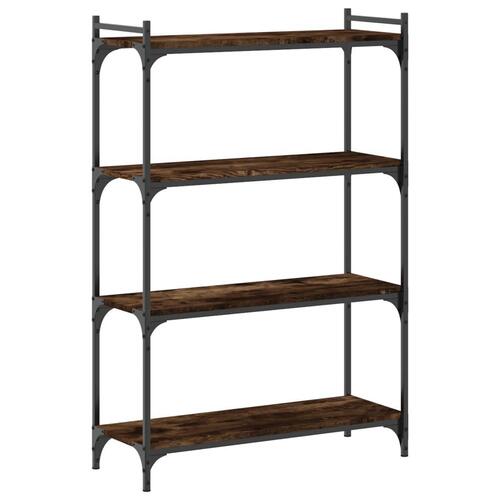Bogreol 4 hylder 80x30x120 cm konstrueret træ røget eg