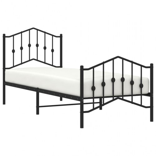 Sengeramme med sengegavl og fodgærde 90x190 cm metal sort