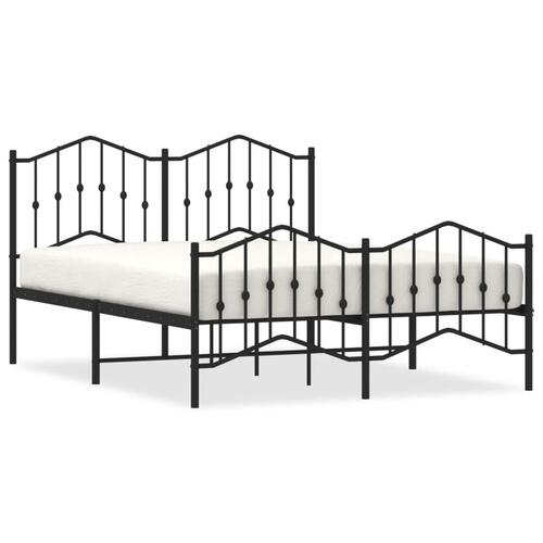 Sengeramme med sengegavl og fodgærde 150x200 cm metal sort
