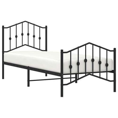 Sengeramme med sengegavl og fodgærde 90x200 cm metal sort