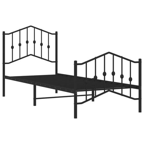 Sengeramme med sengegavl og fodgærde 90x200 cm metal sort