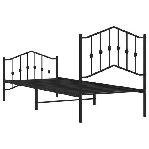 Sengeramme med sengegavl og fodgærde 90x200 cm metal sort