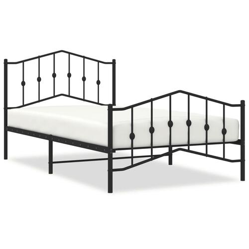 Sengeramme med sengegavl og fodgærde 100x200 cm metal sort
