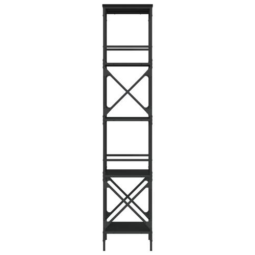 Bogreol med 5 hylder 59x35x171 cm konstrueret træ sort