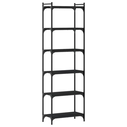Bogreol med 6 hylder 60x30x188 cm konstrueret træ sort