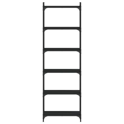 Bogreol med 6 hylder 60x30x188 cm konstrueret træ sort