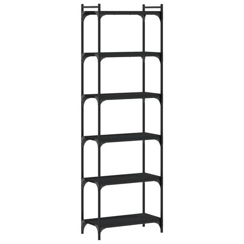 Bogreol med 6 hylder 60x30x188 cm konstrueret træ sort