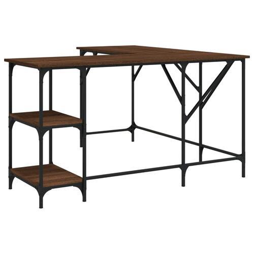 Skrivebord 139x139x75 cm konstrueret træ brun egetræsfarve