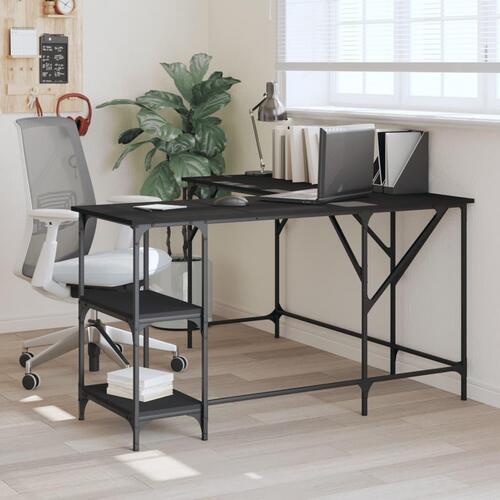 Skrivebord 139x139x75 cm konstrueret træ sort