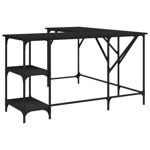 Skrivebord 139x139x75 cm konstrueret træ sort