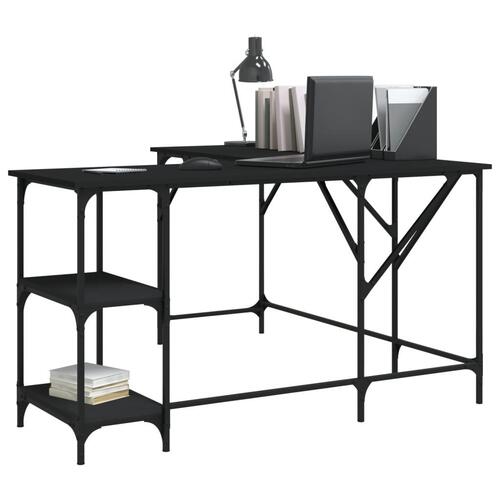 Skrivebord 139x139x75 cm konstrueret træ sort