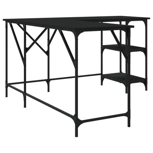 Skrivebord 139x139x75 cm konstrueret træ sort