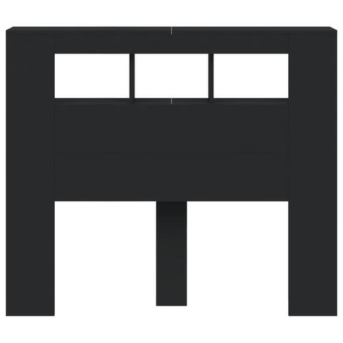 Sengegavl med LED-lys 120x18,5x103,5 cm konstrueret træ sort