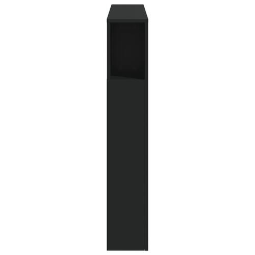 Sengegavl med LED-lys 120x18,5x103,5 cm konstrueret træ sort