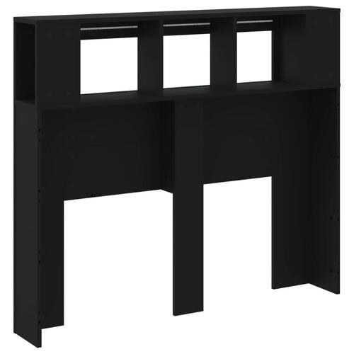 Sengegavl med LED-lys 120x18,5x103,5 cm konstrueret træ sort