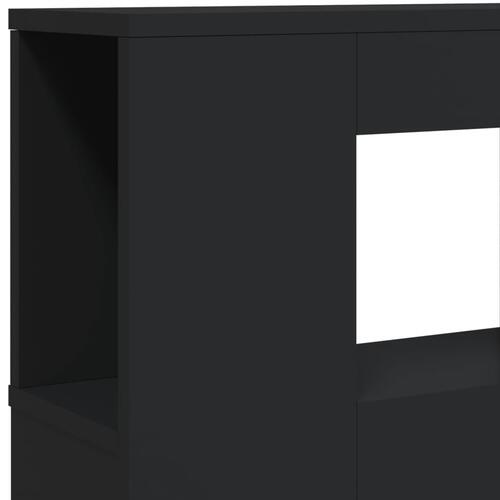 Sengegavl med LED-lys 120x18,5x103,5 cm konstrueret træ sort