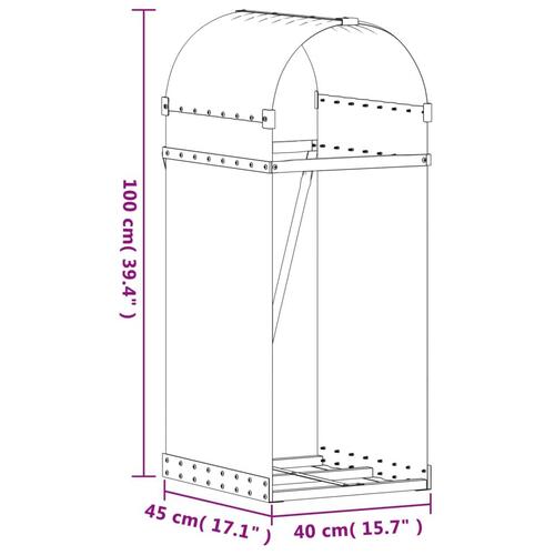 Brændestativ 40x45x100 cm galvaniseret stål antracitgrå