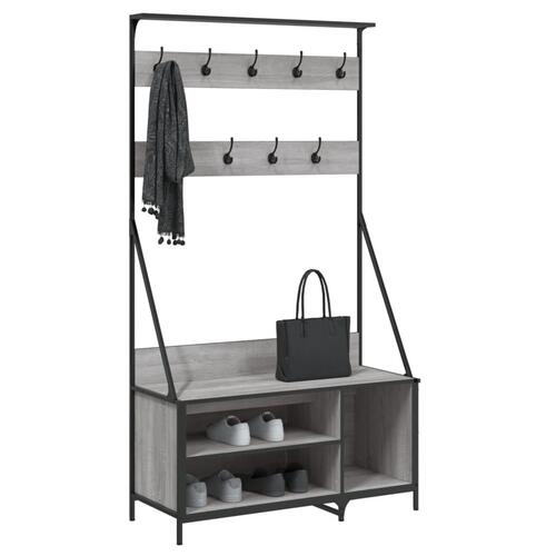 Tøjstativ med skoopbevaring 100x41x184 cm grå sonoma-eg