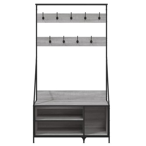 Tøjstativ med skoopbevaring 100x41x184 cm grå sonoma-eg