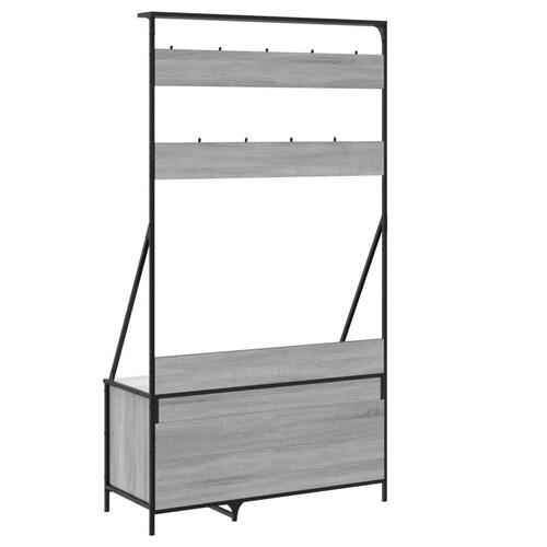 Tøjstativ med skoopbevaring 100x41x184 cm grå sonoma-eg