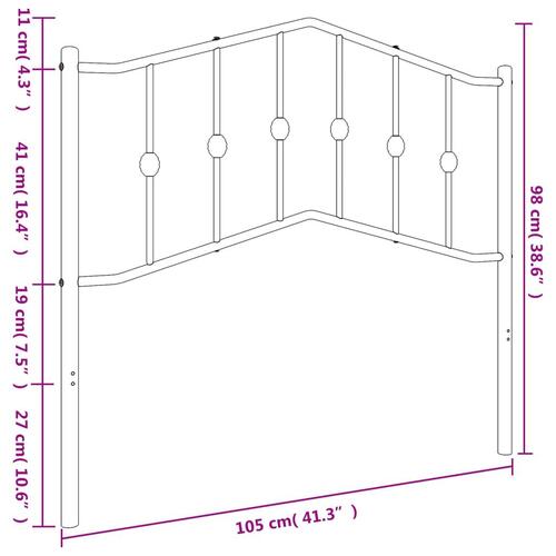 Sengegavl 100 cm metal sort