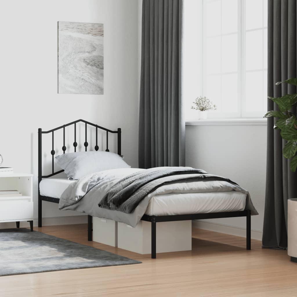 Sengeramme med sengegavl 90x190 cm metal sort