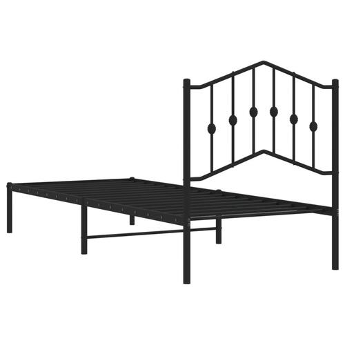 Sengeramme med sengegavl 90x190 cm metal sort