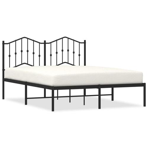 Sengeramme med sengegavl 135x190 cm metal sort
