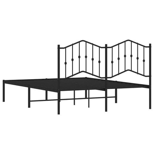 Sengeramme med sengegavl 135x190 cm metal sort