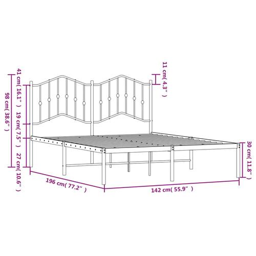 Sengeramme med sengegavl 135x190 cm metal sort