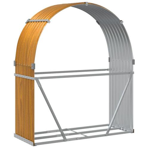 Brændestativ 120x45x140 cm galvaniseret stål lysebrun